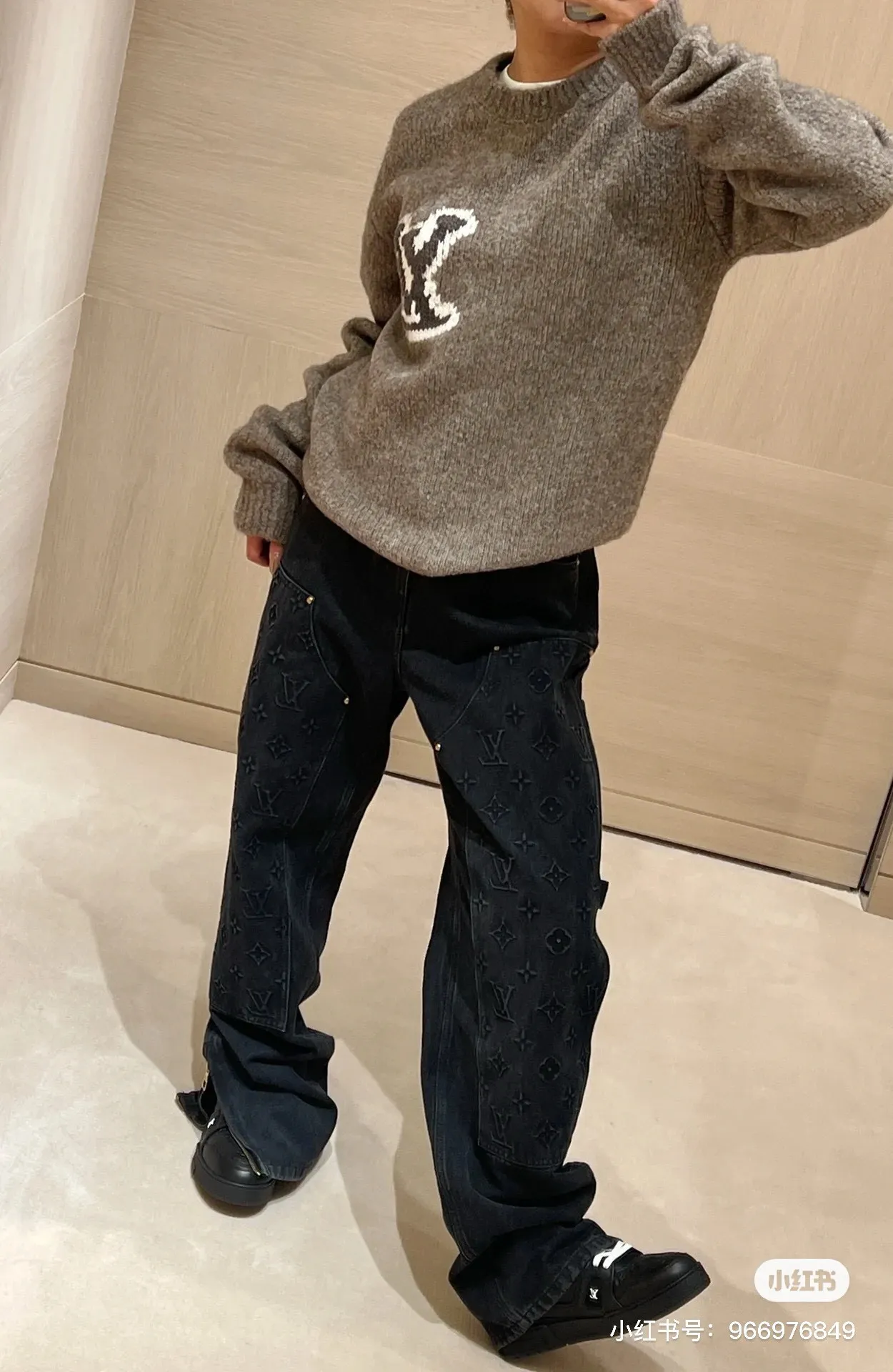 Louis Vuitton/Louis Vuitton presbyopic embossed washed jeans